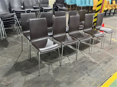 Restaurant Dining Chairs- Chrome Frame - Brown Upholstery- Quantity of 10 Thumbnail