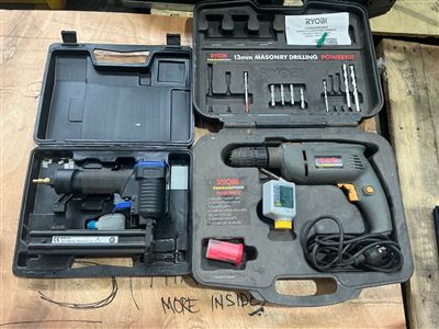 Pneumatic 18 Gauge Finish Nailer 10 to 32 mm and Elec. Ryobi Drill Thumbnail