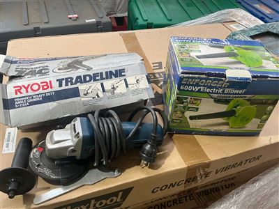 Ryobi Electric 115 mm Angle Grinder and Electric Garden Blower Thumbnail