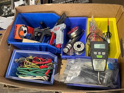 Box of Workshop Soldering Irons, Wire Tension, Tools Compact Gauge Scale Thumbnail