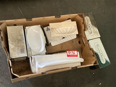 6 Assorted Soap Holders, Ceramic, Cream and White Thumbnail