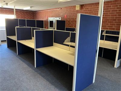 Workstation Setting Coimprising of - 10 Desk Stations (Desk Size Each - 1800 x 800 mm -Quantity of Worksation Partitions -1800 mm High Thumbnail