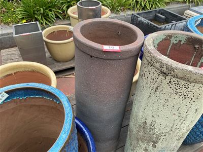 Tall Cylinder Pot, Brown and Grey Speckled Finish, 380mm Diameter x 1060mm High Thumbnail