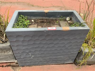 Rectangular Tapered Charcoal Planter, Hammered Texture Thumbnail