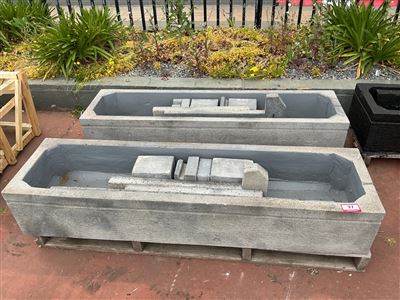 2 Long Rectangular Grooved Grey Troughs with Loose Components Thumbnail