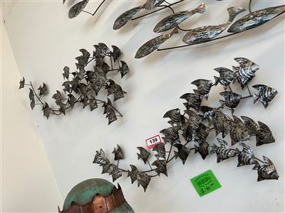 Metal Angelfish School Wall Art, 2 Pieces, Silver and Dark Finish Thumbnail