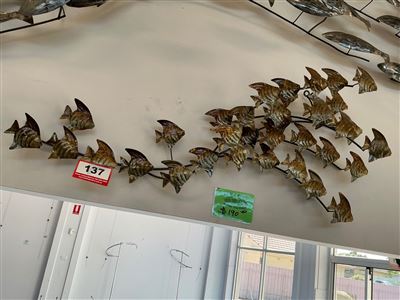 Metal Angelfish School Wall Art, Gold and Bronze Finish Thumbnail