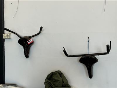 2 Bicycle Seat and Handlebar Wall Art Pieces, Black Thumbnail