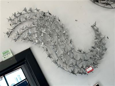 Metal Hummingbird Flock Wall Art, Swirl Design, Silver Finish Thumbnail