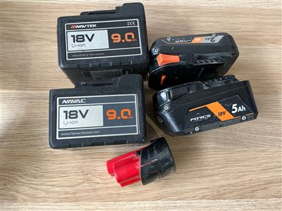 Cordless  Tool Batteries -Quantity of 5 Assorted Thumbnail