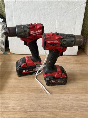 Milwaukee Cordless 18 V Drills - Quantity of 2 with 1 Battery Each Thumbnail
