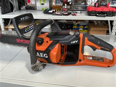 AEG Cordless 18 V Chainsaw- No Battery - Has Ryobi Bar - Not Tested Thumbnail