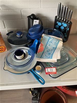 Kitchen Items, Frypan, Casseroles, Pots, Knife Set Etc Thumbnail