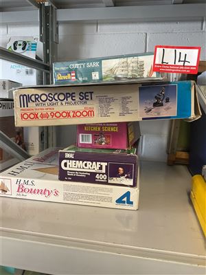 Microscope Set, Kitchen Science Box, Experiments, Cutty Sark Plastic Model Kit Aand HMS Bounty Balsa Wood Kit Thumbnail