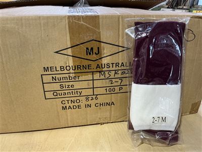 Foot Ball Socks - Carton of 100  Pair - Size Small -2-7 Maroon  / White Thumbnail