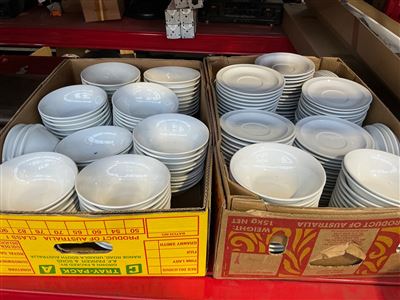 Quantity of 2-Cartons of Cafe Table Ware Crockery  - Bowls and Saucers Thumbnail