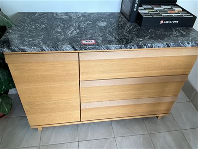 Timber Ash 3 Drawer Crendenza with Marble Top Thumbnail
