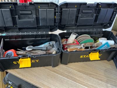 Quantity of 2 Stanley Tool Boxes with Tools and Hardware Thumbnail