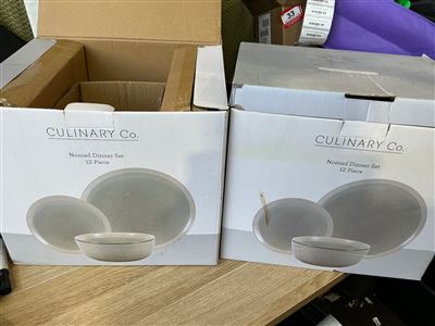 Quantity of 2 White Dinner Ware - Part Sets - with Serving Tray -Sold As Is Thumbnail